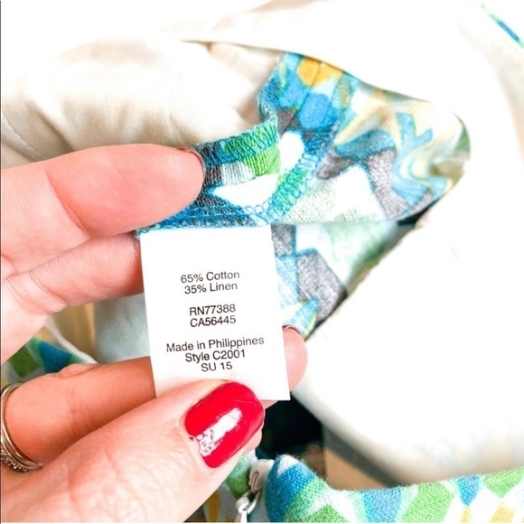 J. Crew cotton/linen blend shorts with blue, yellow size 2 shorts - Picture 4 of 5